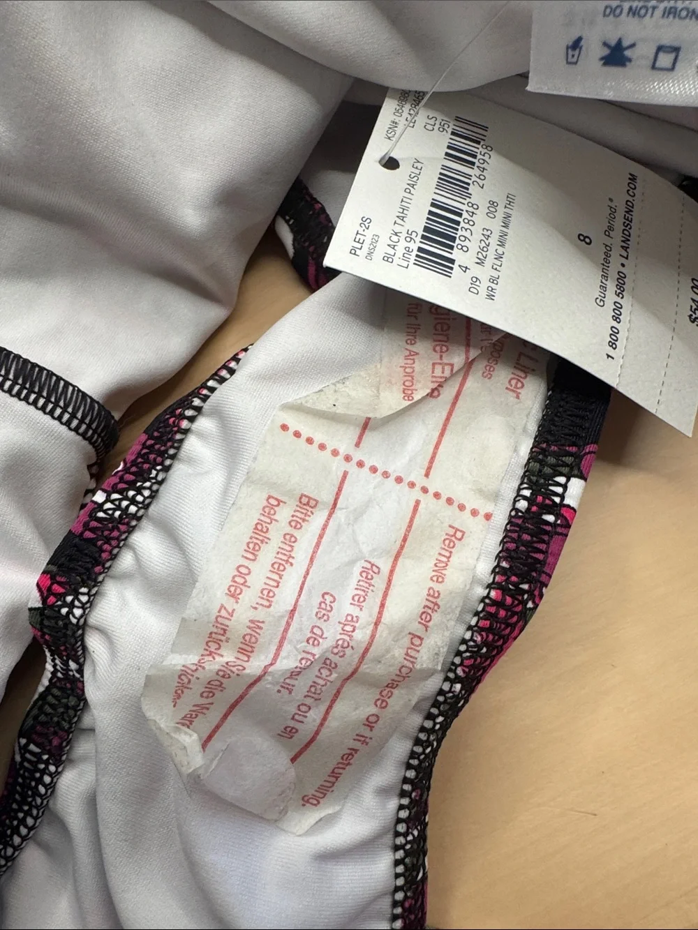 Lands' End NWT Pink Black Paisley Tankini Swim Skirt Set Underwire Adjustable 8